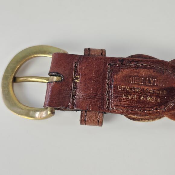 Belt brown braided leather belt size Large unisex casual - Picture 3 of 3